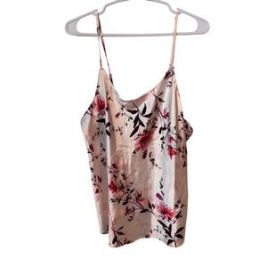 Ambrielle Sleepwear Womens Large Pink Floral Satin Camisole Adjustable Straps